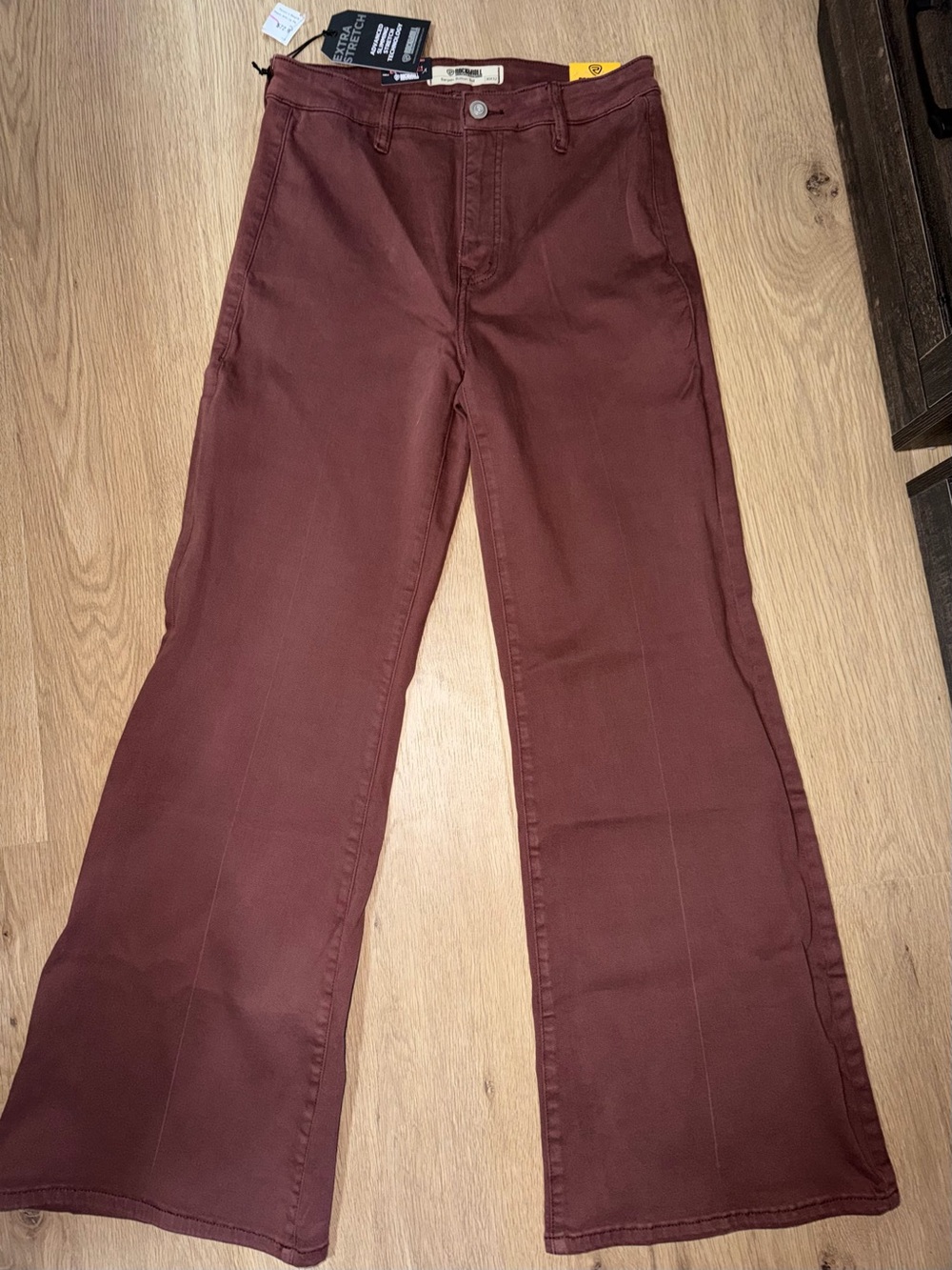 High-Rise Wide Leg Pants in Deep Burgundy-ish brown